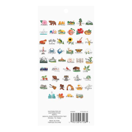 12 Pack: 50 States Vinyl Stickers by Recollections™